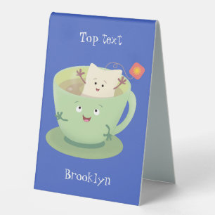 Plaque De Table Bande dessinée de la tasse de thé mignonne humour