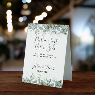 Plaque De Table Bar Mariage de dessert simple Eucalyptus Greenery