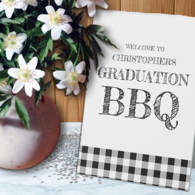 Plaque De Table Barbecue de fin d'études Gingham (Créateur téléchargé)