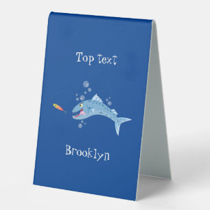 Plaque De Table Barracuda poisson affamé de la pêche dessin animé