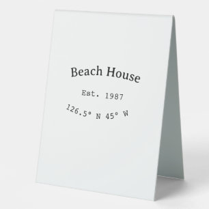 Plaque De Table Beach house et. Date année coordonnées personnalis