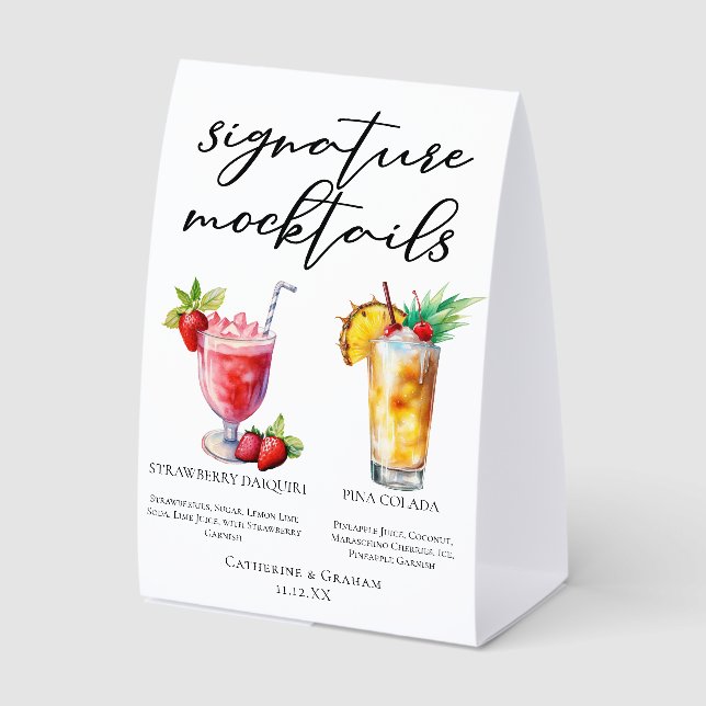 Plaque De Table Beach Mocktails Strawberry Daiquiri Piña Colada (Recto)