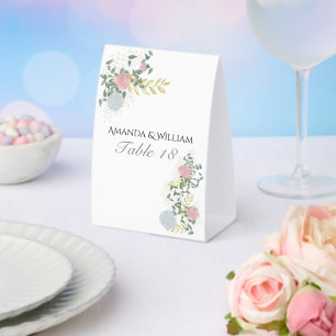 Plaque De Table Beau numéro de table de mariage floral & invités 