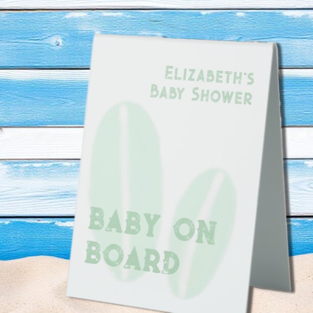 Plaque De Table Bébé à bord du Baby shower d'aquarelle surf Beach (Créateur téléchargé)