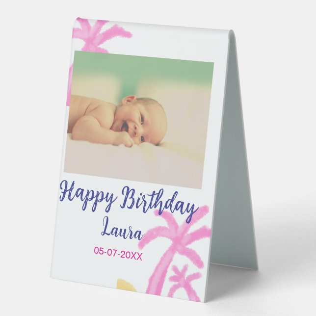 Plaque De Table Bébé enfants 1er anniversaire ajouter le nom date  (Recto)