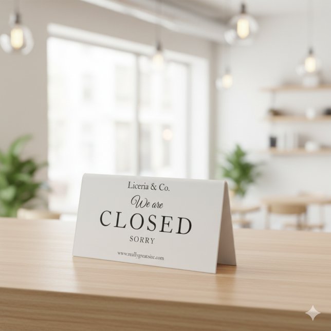 Plaque De Table Beige Minimalist Closed Business Table Tent Sign  (Beige Minimalist Closed Business Table Tent Sign)