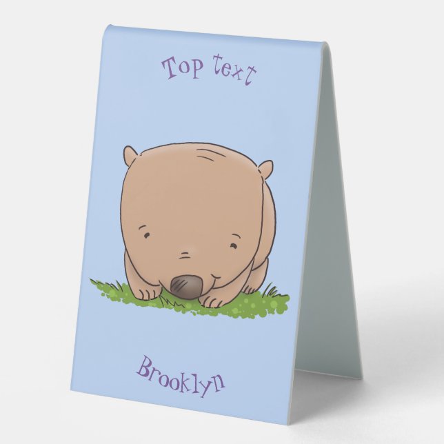 Plaque De Table Belle illustration de dessin animé de bébé wombat (Recto)