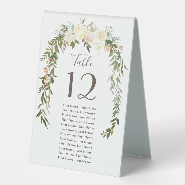 Plaque De Table Belles fleurs | Cartes de tableau individuelles Wa (Recto)