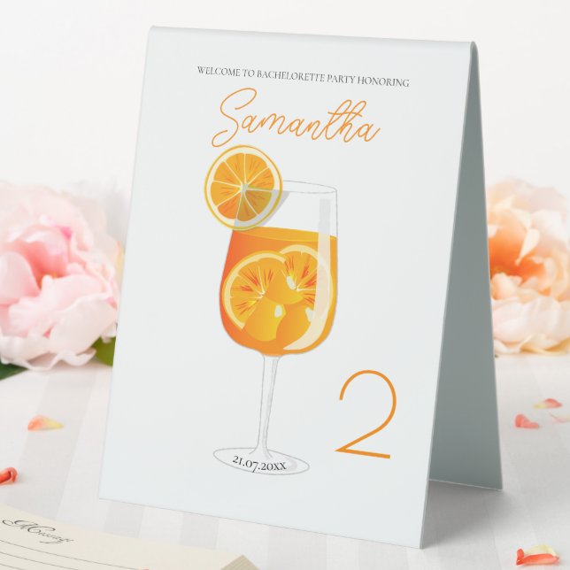 Plaque De Table Bienvenue à la soirée Aperol Spritz pour l'enterre (In SItu (Mariage))