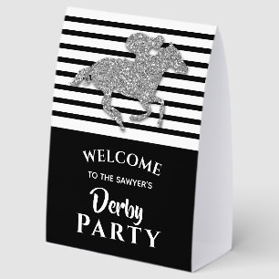 Plaque De Table Bienvenue au Derby de Silver Racehorse