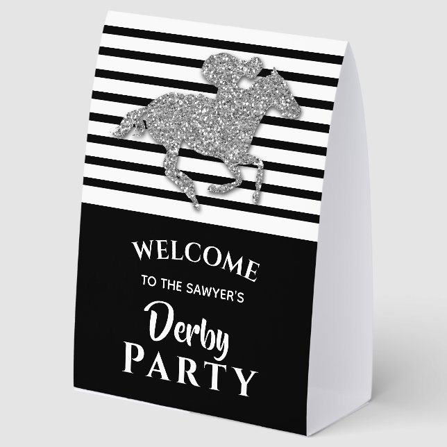 Plaque De Table Bienvenue au Derby de Silver Racehorse (Recto)