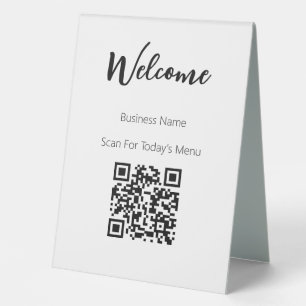 Plaque De Table Bienvenue Black White Scan QR Code Modèle professi