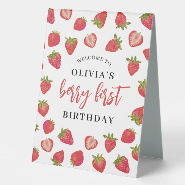 Plaque De Table Bienvenue pour le premier anniversaire de Berry (Recto)