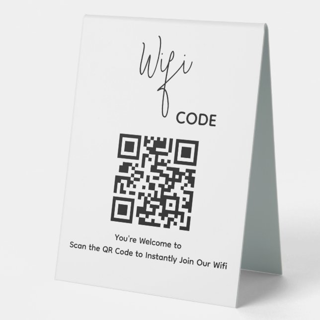 Plaque De Table Bienvenue QR Code Scan pour connecter le Wi-Fi (Recto)