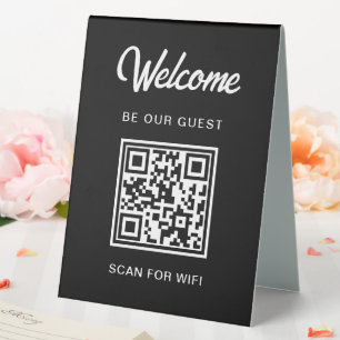 Plaque De Table Bienvenue Soyez Notre Invité Scan For QR Code Wifi