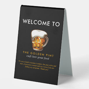 Plaque De Table Bière Mug Logo Brasserie Bar Réouverture Sécurité