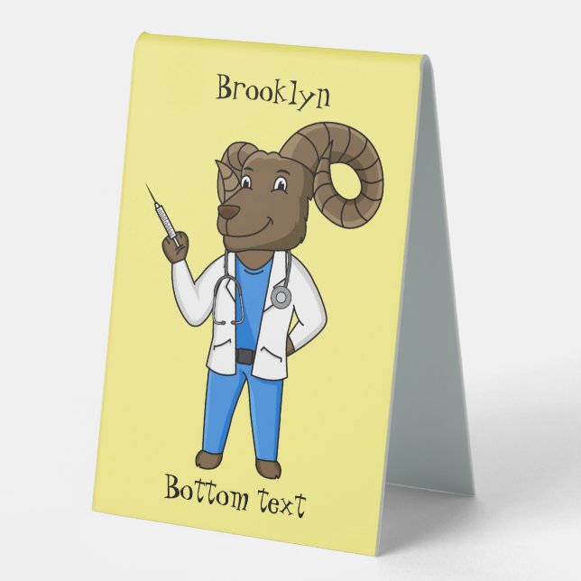 Plaque De Table Bighorn sheep doctor cartoon illustration (Recto)