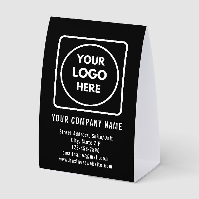 Plaque De Table Black Business Logo Desk Sign Table Tent (Recto)