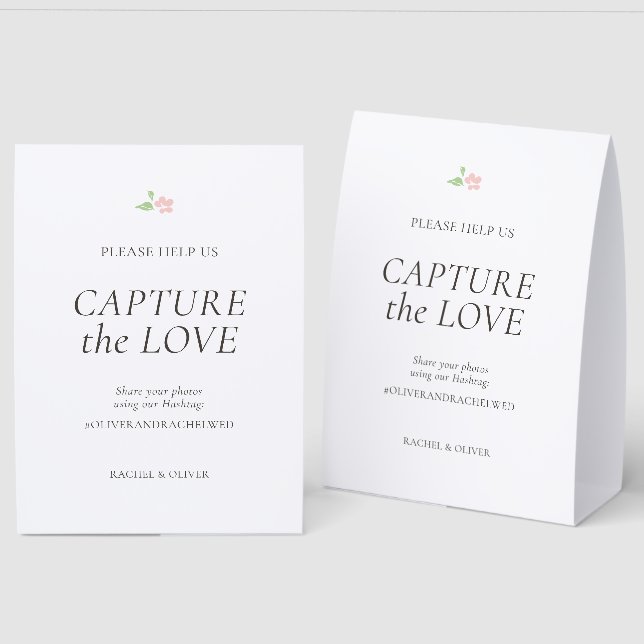 Plaque De Table Blanc | Capturez l'Amour Table de Mariage Haut  (Recto/Verso)