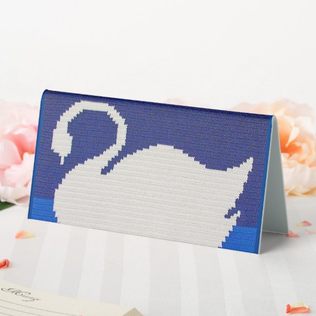 Plaque De Table Blanc Swan Silhouette Blue Designer Crochet Imprim (In SItu (Mariage))