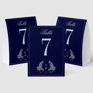 Plaque De Table Blason Floral Heritage Navy Monogramme Mariage