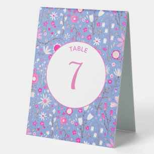 Plaque De Table Bleu Botanique Fleur sauvage Floral