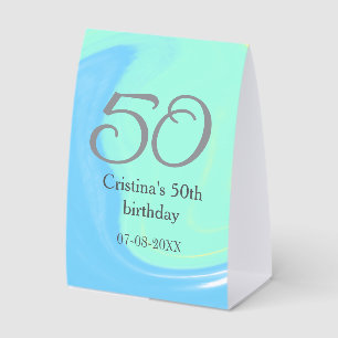 Plaque De Table bleu vert gris 50e anniversaire ajouter nom date r