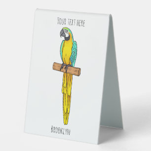 Plaque De Table Blue-and-yellow macaw bird cartoon illustration