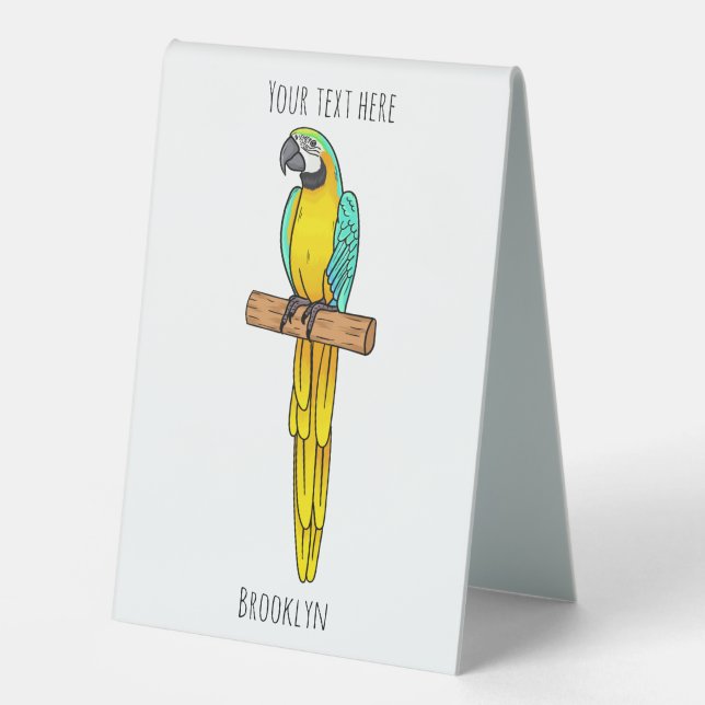 Plaque De Table Blue-and-yellow macaw bird cartoon illustration (Recto)