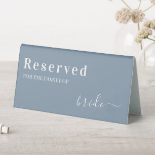 Plaque De Table Blue Modern Mariage Réservé Famille de la Mariée