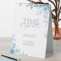 Blue Winter Wonderland Snowflake Time Capsule Sign