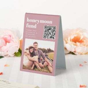Plaque De Table Blush Rose Mariage Honmoon Fund QR Code