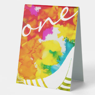 Plaque De Table BM Bat Bar Mitzvah Splash de couleur