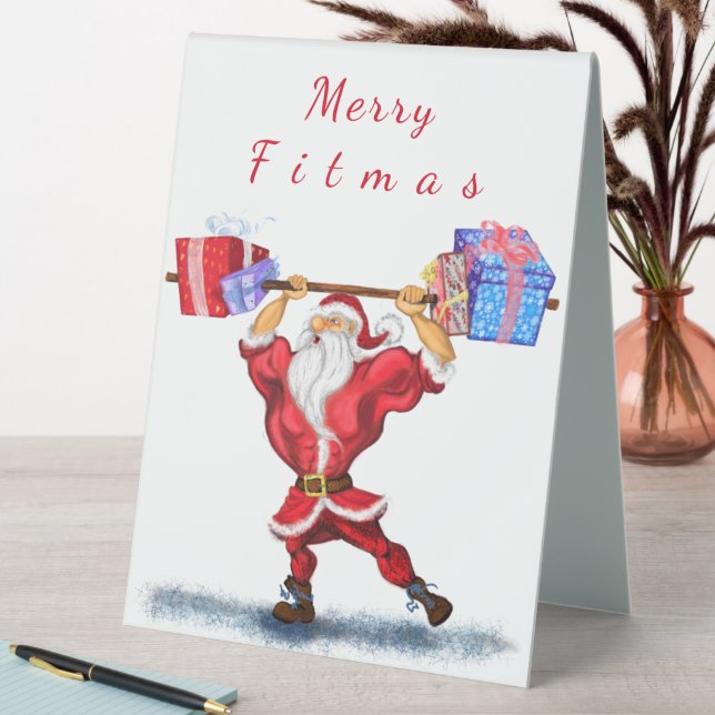 Plaque De Table Bodybuilder Père Noël Funny Christmas Table Sign (En SItu (Tableau))