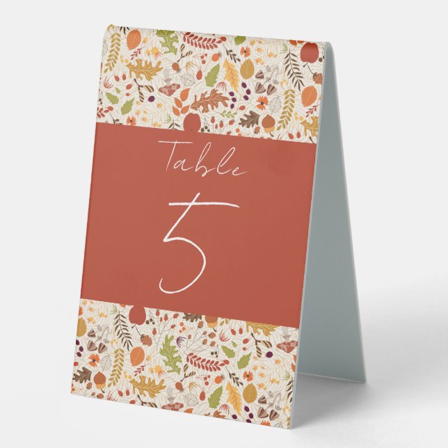 Plaque De Table Bohème séché Rustique Floral Automne Falls Mariage (Recto)