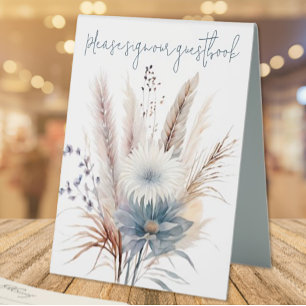 Plaque De Table Boho d'hiver Mariage Floral BLANCHE