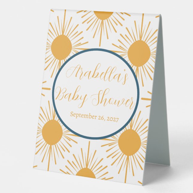 Plaque De Table Boho Little Ray of Sun Baby shower neutre (Recto)