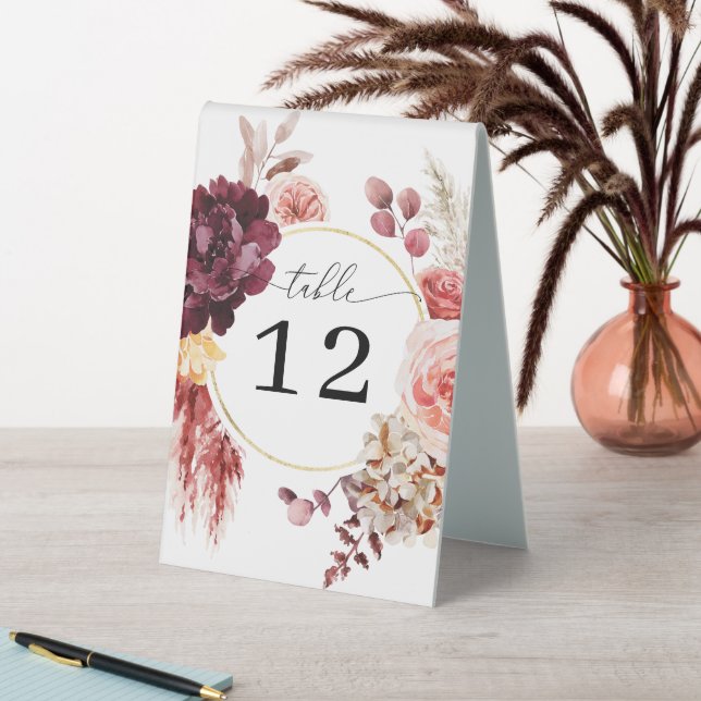 Plaque De Table Boho Pampas Mariage en herbe Numéros de tableau (En SItu (Tableau))