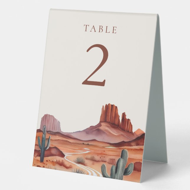 Plaque De Table Boho Watercolor Desert Mariage (Recto)