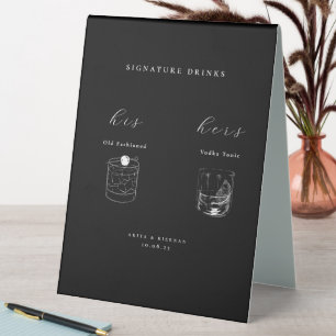 Plaque De Table Boissons de signature minimaliste pour Mariage
