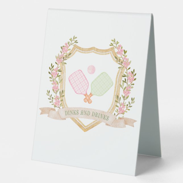 Plaque De Table Boissons et boissons| Pickle Ball Preppy (Recto)