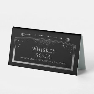 Plaque De Table Boissons Mariages en argent noir céleste