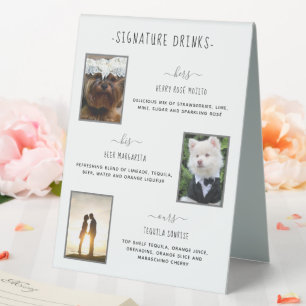 Plaque De Table Boissons Signature Argent Photo de Mariage Personn