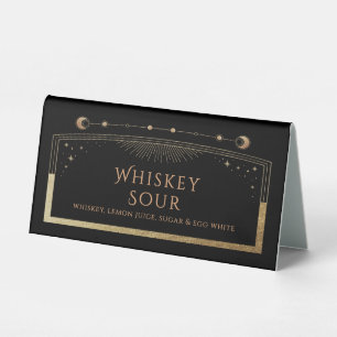 Plaque De Table Boissons Signature de Mariage Céleste en Or Noir