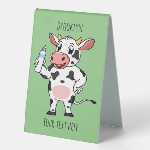 Plaque De Table Bonne vache avec dessin animé de biberon