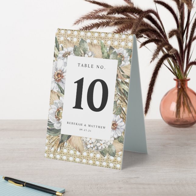 Plaque De Table Botanique blanche Bohême | Tissé en rotin (En SItu (Tableau))