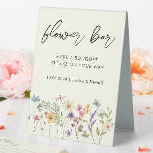 Plaque De Table Bouquet floral minime à la barre de fleurs noires 