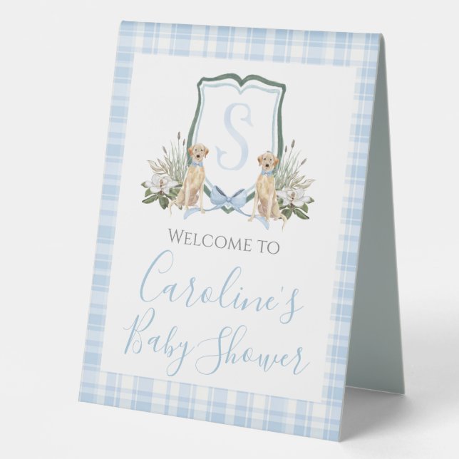 Plaque De Table Boy Blue Chig Baby shower Preppy Sud (Recto)