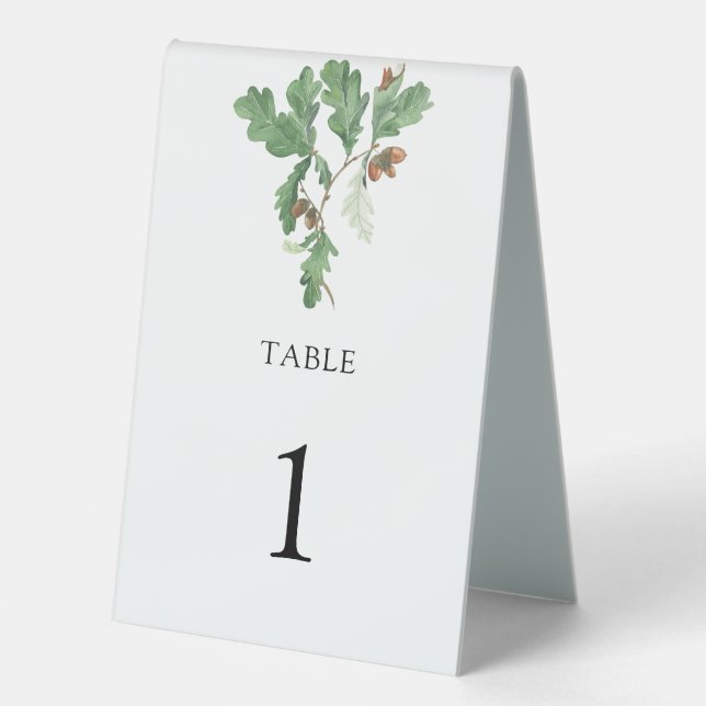 Plaque De Table Branche de gland - numéro de table de mariage (Recto)