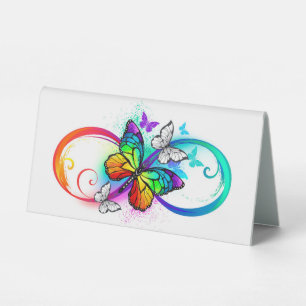 Plaque De Table Bright infinity with rainbow butterfly